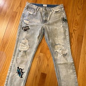 Hudson Riley Patch Distressed Jeans In Monarch!